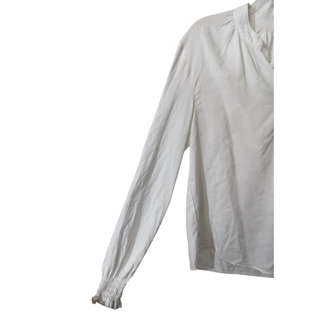 3467) Anthropologie Cloth & Stone White Long Sleeve Splitneck Henley Shirt XS - Picture 3 of 9